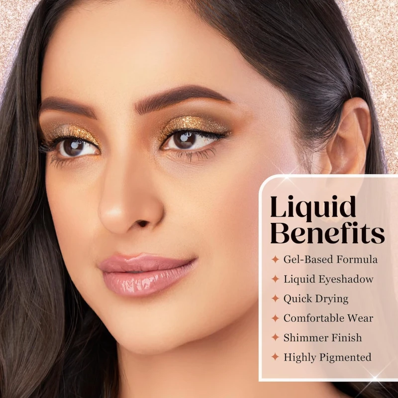 Hilary Rhoda Showstopper Liquid Eyeshadow | Gel-Based Formula | Shimmer Finish | Highly Pigmented | Blends Easily | Create Versatile Looks | 2ml (Desert Gold - Shade 02) thumbnail 5